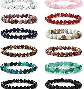 12 BRACELETS DE PERLES DE 8 MM POUR FEMMES ET HOMMES, BRACELET