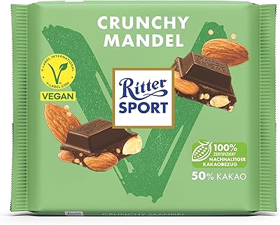 Ritter sport vegan chocolat noir aux amandes croquantes 100g. Diaytar : Votre partenaire e-commerce au quotidien
