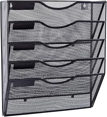 Porte-fichiers mural izpress à 5 poches en maille, organiseur de bureau, porte-revues suspendu