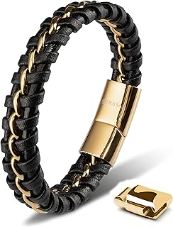 Bracelet de luxe en cuir véritable pour hommes serasar bracelet en acier