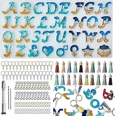 Kit de moules en résine de l'alphabet avers de 164 pièces silicone