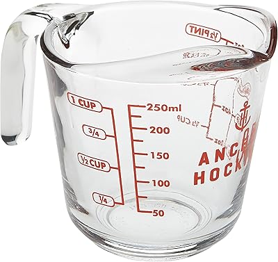 Anchor hocking tasse à mesurer à poignée ouverte de 8 oz avec description