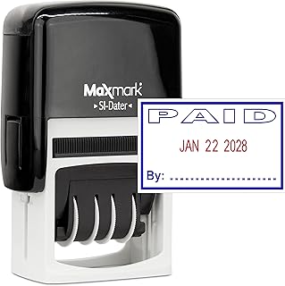 Tampon dateur maxmark office avec tampon auto-encreur payant encre bleue rouge