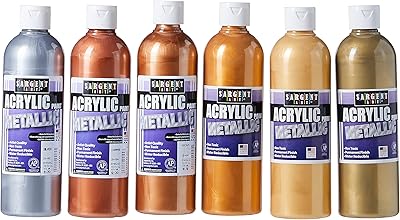 Ensemble de peinture acrylique métallisée sargent art 29-4106 16 oz, 6 pièces assorties