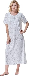 Chemises de nuit en coton pour femmes, chemises de nuit à manches courtes