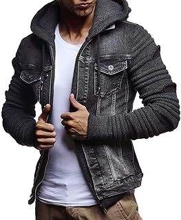 Veste à capuche en jean leif nelson pour hommes - capuche et manches