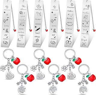 Coffret cadeau pour enseignant 12 pièces 6 porte-clés d'appréciation pour enseignant marque-pages cadeaux
