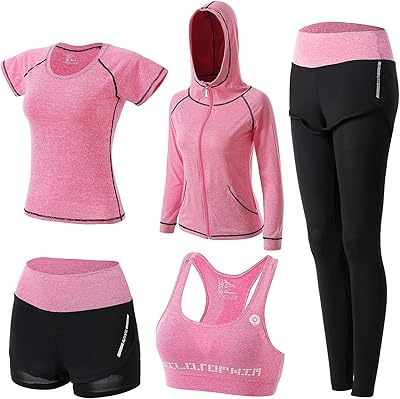 Ensemble de vêtements de sport 5 pièces pour femmes combinaisons le yoga la salle