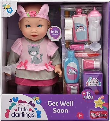 Poupée baby maziuna get well soon de little darlings, 12 pouces avec accessoires