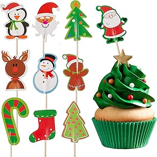 The twiddlers 100 pièces de décorations pour cupcakes de noël en 10 motifs