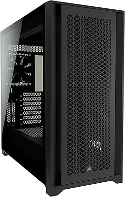 Boîtier d'ordinateur corsair atx 5000d airflow en verre trempé de taille moyenne, noir