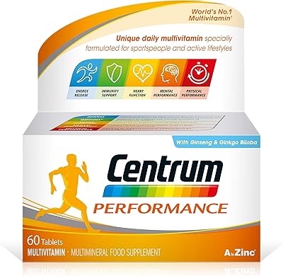 Comprimés multivitaminés et minéraux centrum performance 60 comprimés multivitamines quotidiennes uniques formule spéciale