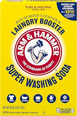 Arm & hammer super washing soda booster et nettoyant ménager, 55 oz, jaune