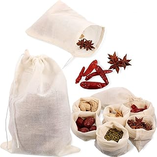 Sacs à soupe réutilisables en coton avec cordon de serrage, sacs filtrants