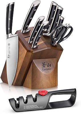 Ensemble de blocs de couteaux 10 pièces en acier allemand cangshan s series