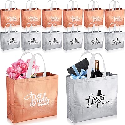 Silkfly lot de 12 sacs réutilisables non tissés pour cadeaux d'équipe des mariés