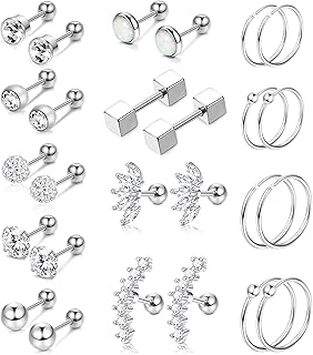 Yadoca 13 paires de boucles d'oreilles à tige en acier inoxydable pour hommes