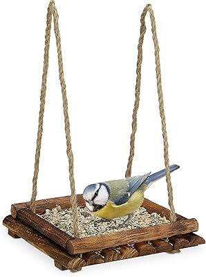 Mangeoire à oiseaux en bois relaxdays pour oiseaux sauvages, à placer et à