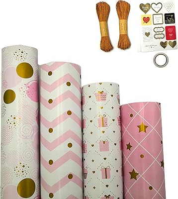 Bmrlf rouleau de papier d'emballage cadeau élégant pour toutes les occasions l'aïd emballez