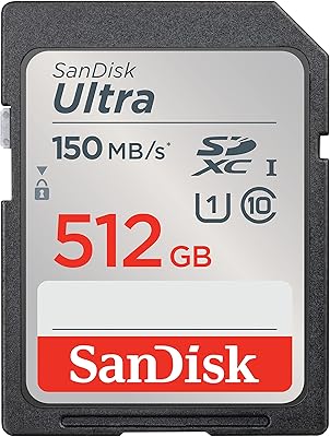 Carte mémoire sd sandisk ultra uhs i 512 go, 150 mo/s pour appareils