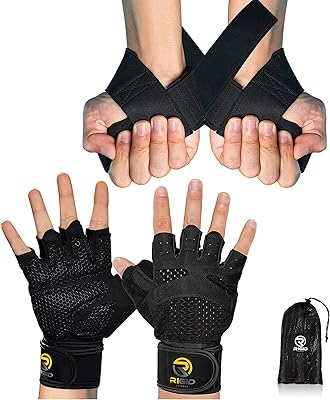 Gants de gymnastique et crochets d'haltérophilie (paquet 2 en 1) avec attelles