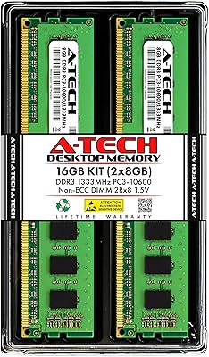 A-tech ddr3 1333 mhz dimm pc3-10600 2rx8 15 v cl9 240 broches kit