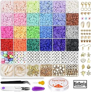 Kit de fabrication de bijoux en perles d'argile - perles rondes plates