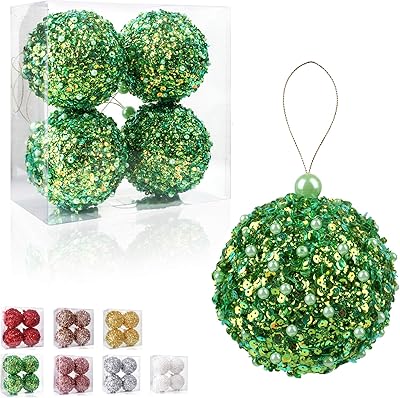 425" boules de noël lot de 4 décorations de noël vertes incassables pour fête. Diaytar : Le e-commerce qui respecte votre budget