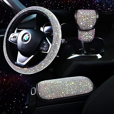 Tzarrot ensemble d'accessoires de voiture bling pour femme, housse de volant bling