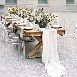 Chemin de table en mousseline blanche pour mariages - nappe blanche, décoration