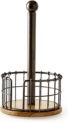 Porte-serviettes en papier enclume pfaltzgraff et bois d'acacia 1325" noir antique