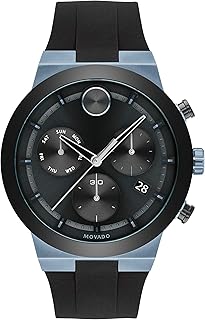 Montre à quartz suisse movado pour homme avec bracelet en silicone, noir, 27