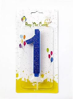 Party time 1 bougie d'anniversaire bleue à paillettes pour mariages