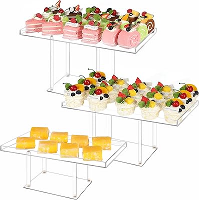 Ensemble de présentation de table à desserts hema, 3 pièces en acrylique transparent