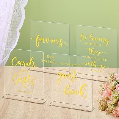 4 pièces en acrylique pour réception de mariage, cadeaux et cartes transparents