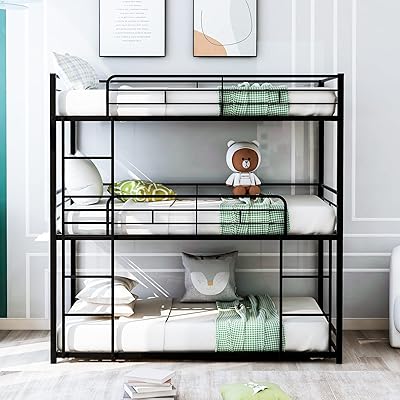 Lit superposé triple dhbm pour enfants avec échelle intégrée lit double en métal