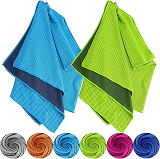 [paquet de 2] serviette rafraîchissante (40\"x12\") serviette de glace pour le cou, serviette fraîche en microfibre, serviette froide douce et respirante pour le yoga, le sport, le golf, la salle de sport, la course, le fitness et plus d'activités (bleu/ vert). Diaytar : Votre allié pouvoir d'achat au quotidien