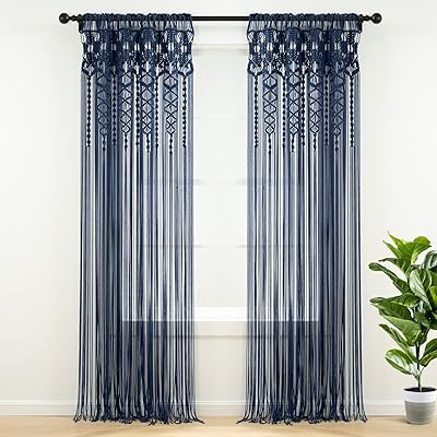 Lush decor rideau de fenêtre en coton tissé en macramé style bohème/séparateur