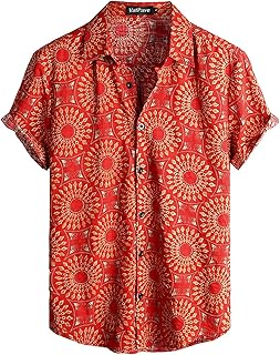 Chemises hawaïennes décontractées à manches courtes boutonnées à motif de fleurs tropicales