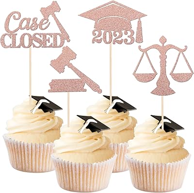 24 pièces 2023 décorations de cupcakes pour fête de remise des diplômes, paillettes