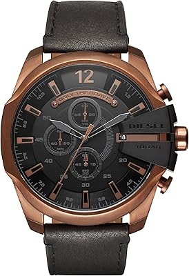 Montre chronographe mega chief diesel pour homme, boîtier en acier inoxydable, 51 mm