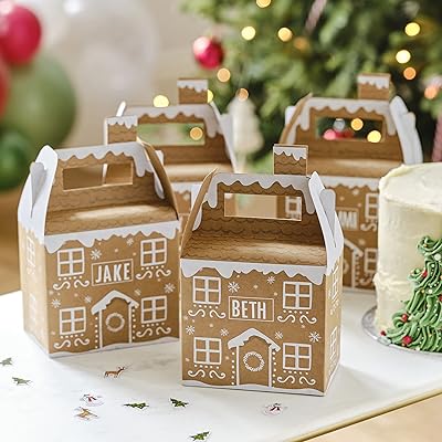 Boîtes d'emballage cadeau ginger ray ginger bread house avec noms d'étiquettes personnalisés, paquet