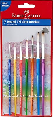 Faber-castell pinceau rond en poils synthétiques 7 pièces (0,2,4,6,8,10,12)