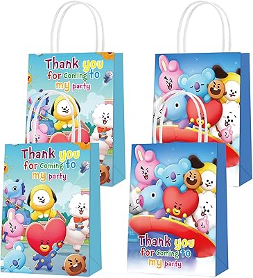16pcs bt21 sacs à dragées en papier de fête, 2 styles de fête