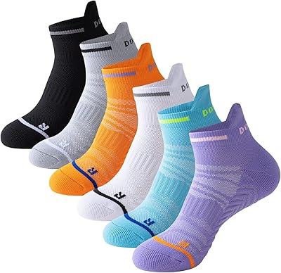 6 paires de chaussettes de course pour hommes, longueur cheville, chaussettes de marathon