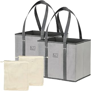 Sac d'épicerie réutilisable kg collection avec sacs de produits [lot de 2]