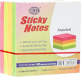 Cahier autocollant fis 4 couleurs fluorescentes assorties 400 feuilles taille 3