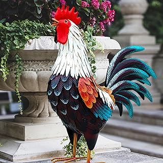 Décor de coq en métal cheshen décorations de poulet de patio statues