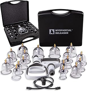 Kit de thérapie par ventouses professionnelles pour libération myofasciale 18 multi-tailles avec 2