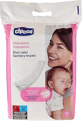 Serviettes hygiéniques longues et larges chicco mami pour post-partum, 30 pièces, blanches